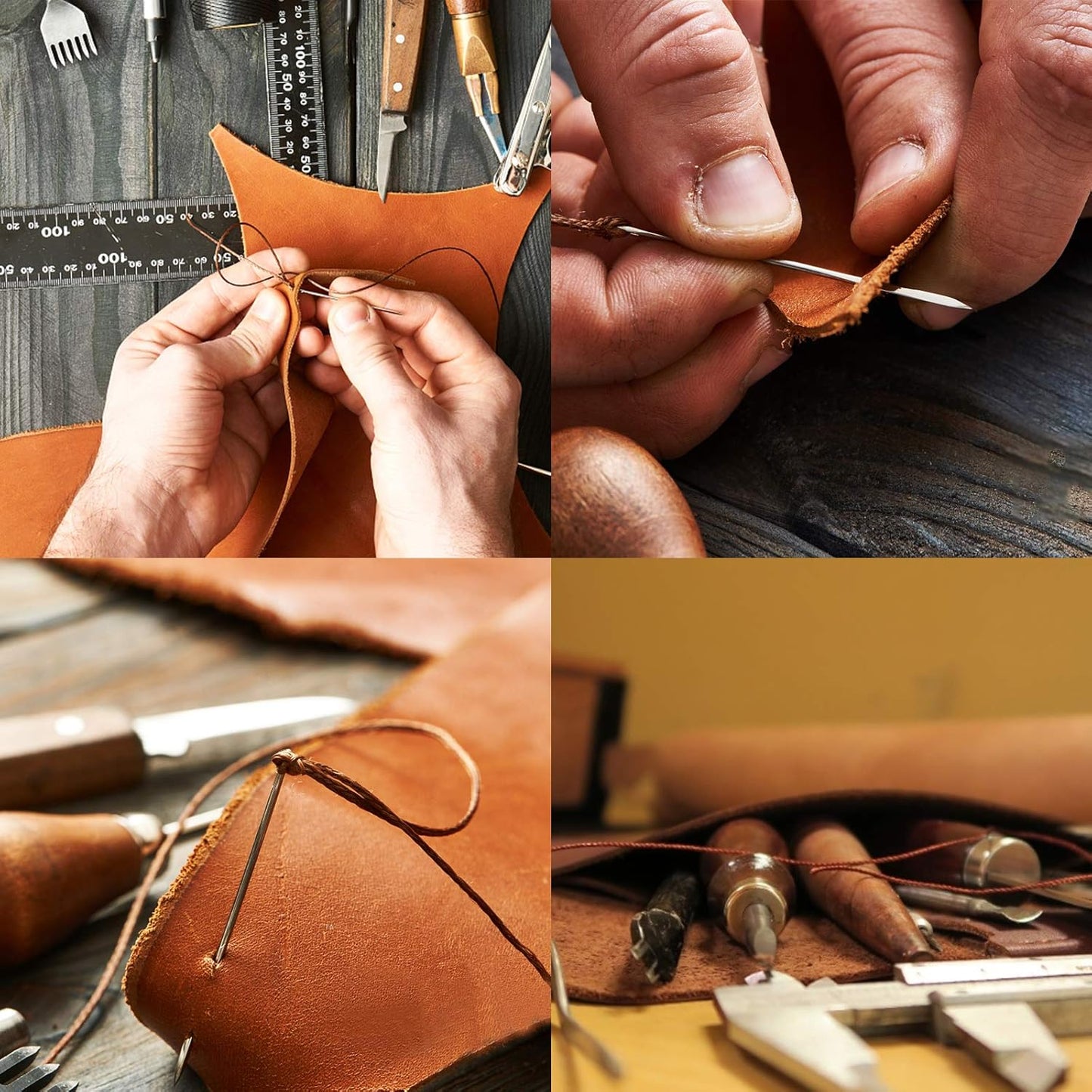 32 pcs leather sewing tools, DIY tool, waxed thread, leather repair tools set for sewing leather, upholstery, carpets