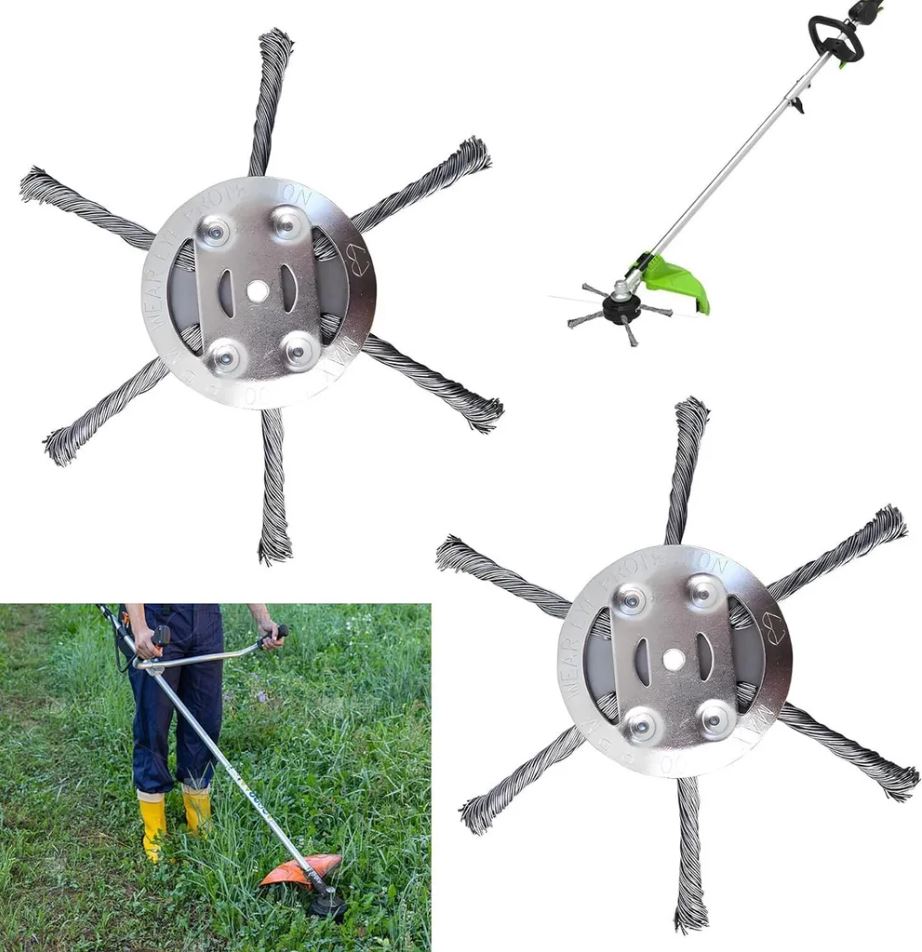 2 Pieces Steel Wire Weed Trimmer Head, Weed Brush for Lawn Mower, Brush Cutter Accessories