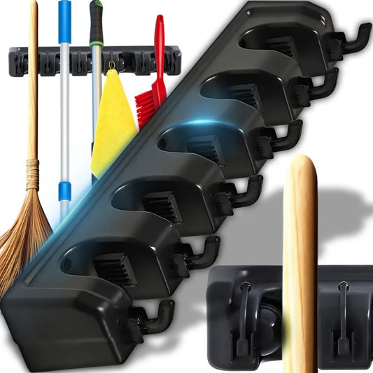 Broom Holder Wall Mount Holder Broom Mop Holder 6 Hooks Broom Holder Tool Holder Wall Mount