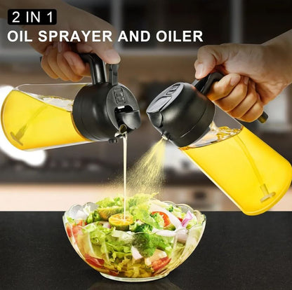Oil Sprayer for Kitchen, 500 ml Oil Spray Bottle, 2 in 1 Oil Sprayer Can Oil Spray and Pour for Cooking