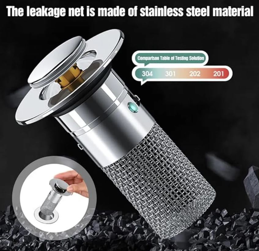2-Piece Set Washbasin Stopper with Hair Catcher, Stainless Steel Pop-up Drain Filter with Removable Filter Basket