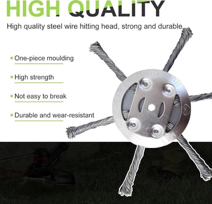 2 Pieces Steel Wire Weed Trimmer Head, Weed Brush for Lawn Mower, Brush Cutter Accessories