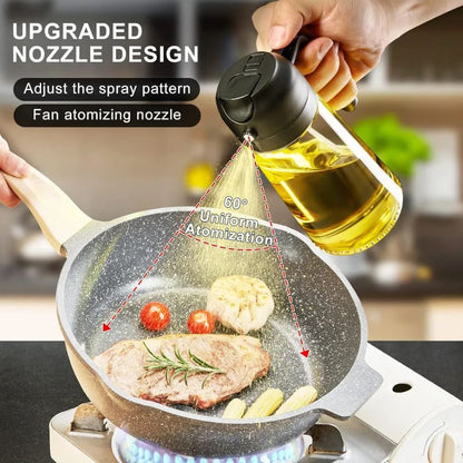 Oil Sprayer for Kitchen, 500 ml Oil Spray Bottle, 2 in 1 Oil Sprayer Can Oil Spray and Pour for Cooking