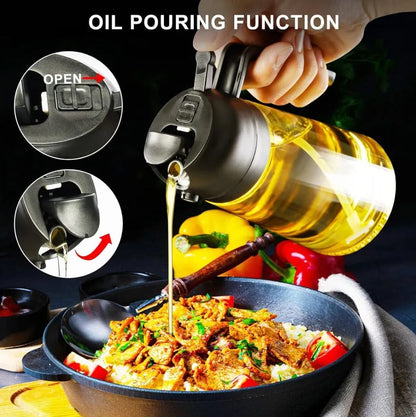 Oil Sprayer for Kitchen, 500 ml Oil Spray Bottle, 2 in 1 Oil Sprayer Can Oil Spray and Pour for Cooking