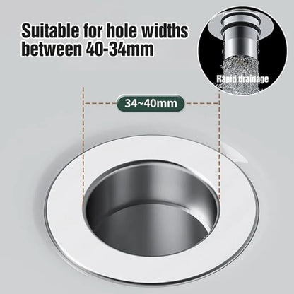 2-Piece Set Washbasin Stopper with Hair Catcher, Stainless Steel Pop-up Drain Filter with Removable Filter Basket