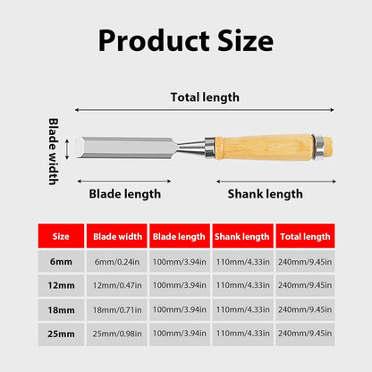 Wood chisel set with ergonomic handle, high hardness - woodworking tools for precise carving and furniture making