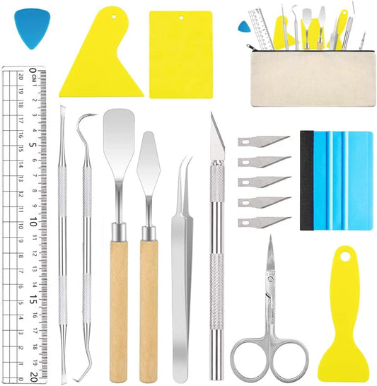 18 Pieces Stainless Steel Vinyl Weeding Tools, HTV Plotter Accessories + 1 Storage Bag