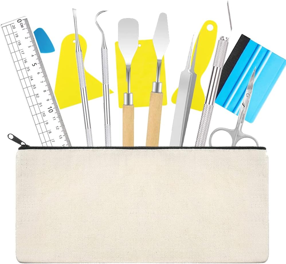 18 Pieces Stainless Steel Vinyl Weeding Tools, HTV Plotter Accessories + 1 Storage Bag