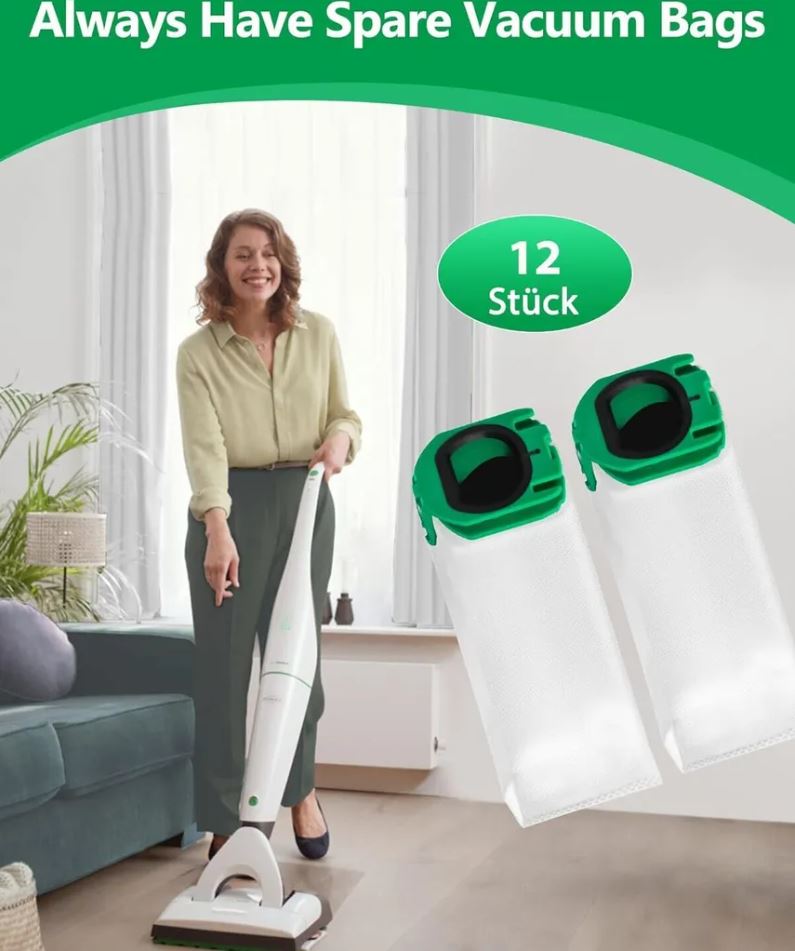 12 vacuum cleaner bags compatible with Vorwerk Kobold VB100 FP100 VB 100 FP 100