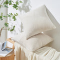 Lot de 2 housses de coussin en velours côtelé crème 40 x 40 cm
