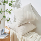 Lot de 2 housses de coussin en velours côtelé crème 40 x 40 cm