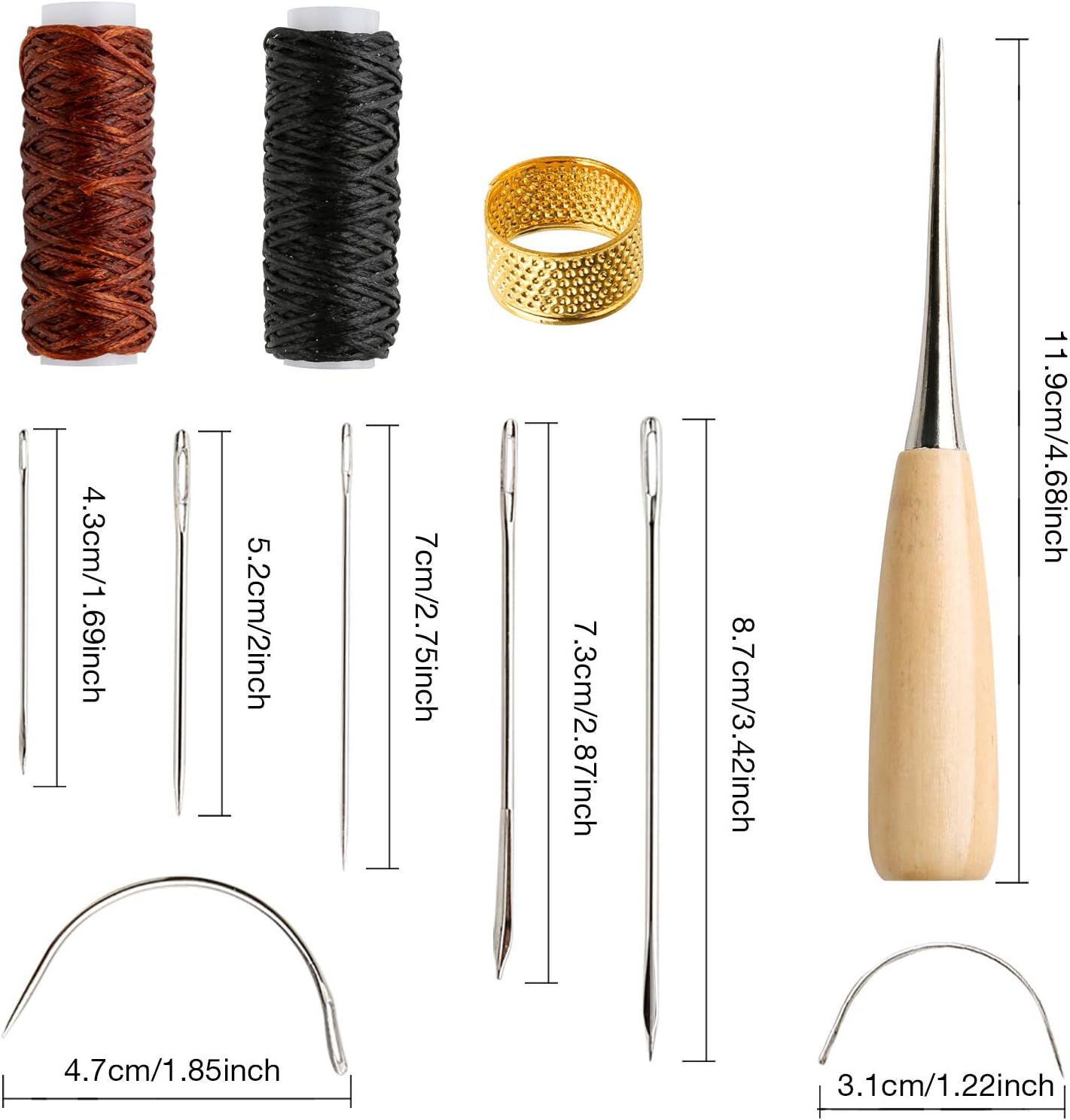 Leather Repair Kit, 11 Pcs, Sewing Tools, Waxed Thread, and Needles for Fabric Sewing, Upholstery Tools