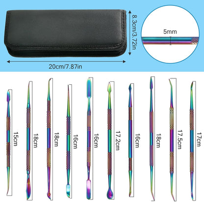 11-piece stainless steel modeling tool set, colorful double-sided carving tools