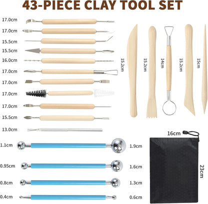 43Pcs Modeling Tools, Sculpting Tools, Modelling Tool Set, with Storage Bag for DIY Craft