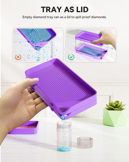 10-Piece Diamond Art Tray Kit for Adults, Stackable, Diamond Painting Accessories and Tools