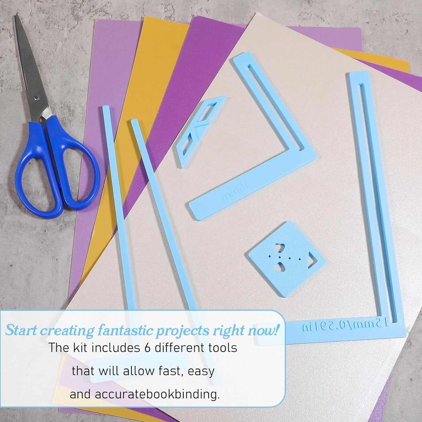 6-piece bookbinding tool set, plastic template set, scrapbooking accessories
