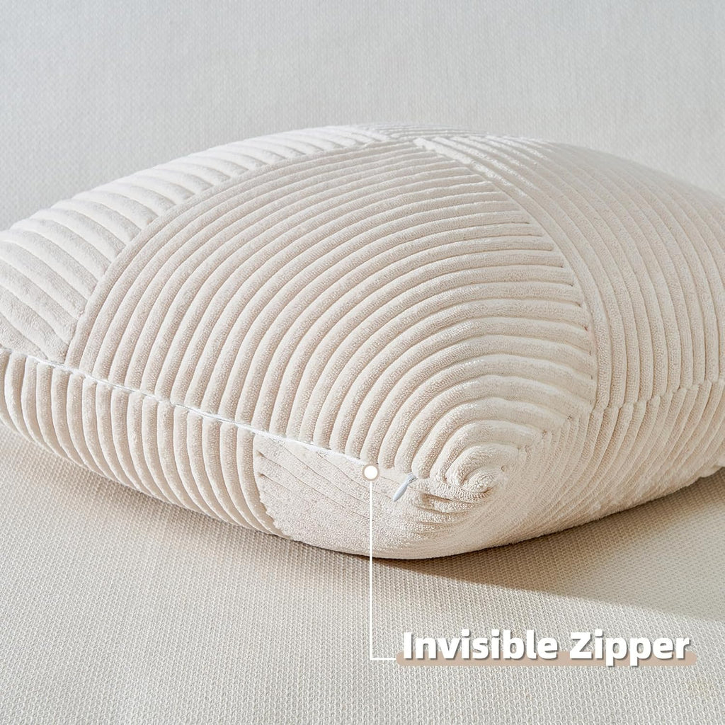 Lot de 2 housses de coussin en velours côtelé crème 40 x 40 cm