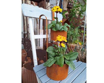 Set of 2 Garden Decorations, Rusty Hanging Planters - Decorative Metal Hanging Planters for Planting or Decorating, Rusty Garden Decoration Gift Set