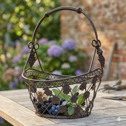 Large Tecla Basket with Handle, approx. 40 cm - Garden Decoration