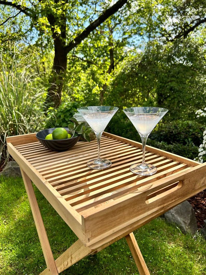 Wooden tray with stand/breakfast tray/serving tray