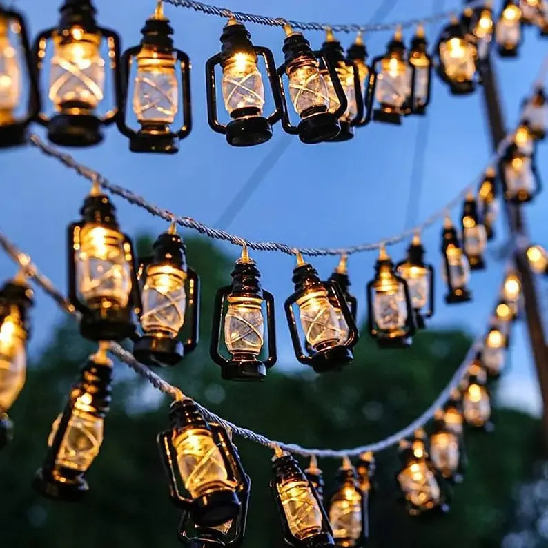 Retro Kerosene Lamps with LED Strings: Home and Garden Decorations