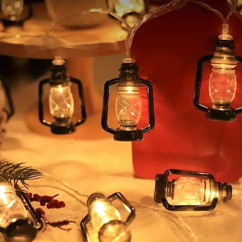 Retro Kerosene Lamps with LED Strings: Home and Garden Decorations