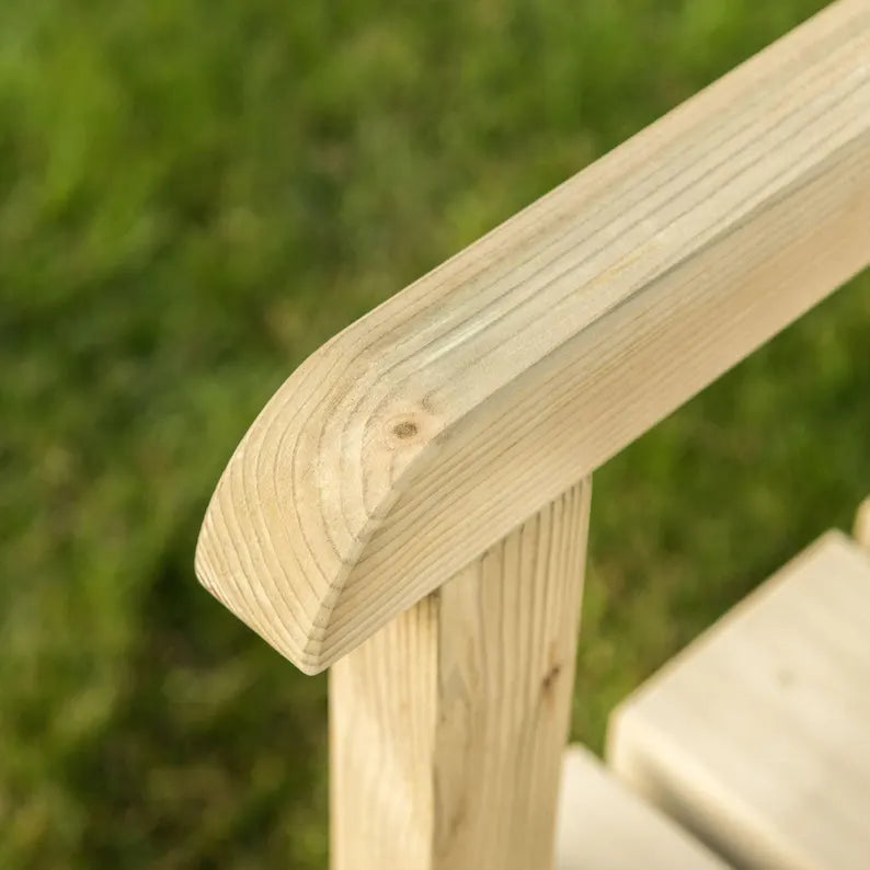 Two-seater wooden garden bench – handmade outdoor seating – solid pine garden furniture