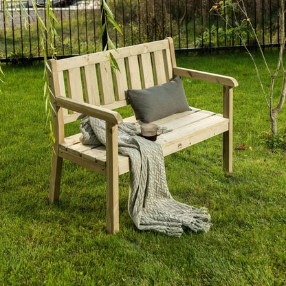 Two-seater wooden garden bench – handmade outdoor seating – solid pine garden furniture