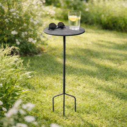 Garden table with stake, modular table, decorative table, metal, rust, garden decoration, gray, powder-coated, climbing frame, bar sofa
