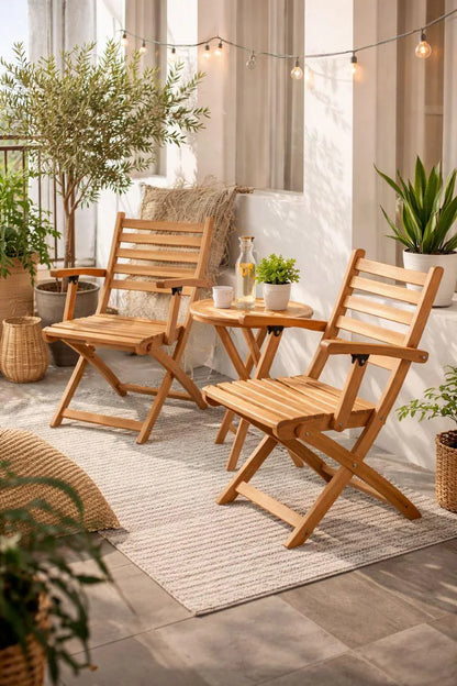 Foldable Oak Armchair | Solid Wood Chair | Handcrafted Wooden Chair | Compact Folding Chair | Modern Kitchen Chair