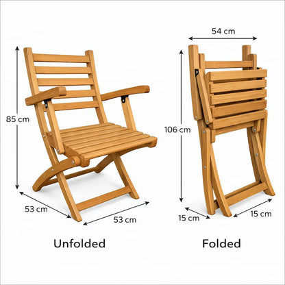 Foldable Oak Armchair | Solid Wood Chair | Handcrafted Wooden Chair | Compact Folding Chair | Modern Kitchen Chair