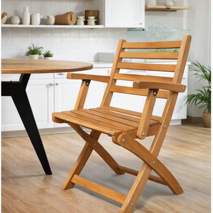 Foldable Oak Armchair | Solid Wood Chair | Handcrafted Wooden Chair | Compact Folding Chair | Modern Kitchen Chair