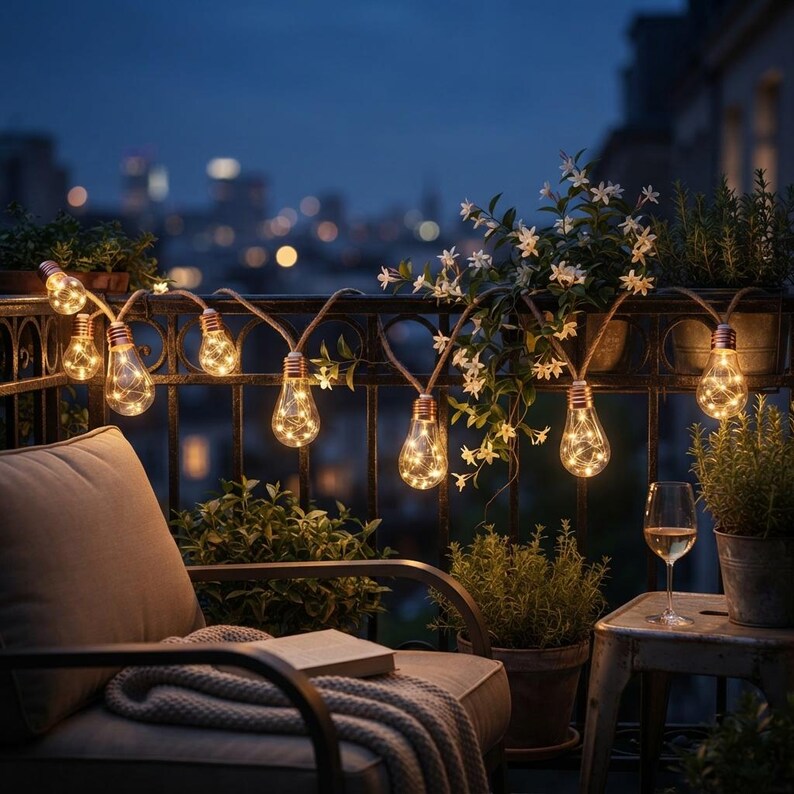 Outdoor Solar String Lights, Hemp Rope Edison Lights, Waterproof Patio Lights, Garden Fairy Lights, Pergola Decorations, Garden Lighting