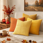Lot de 4 housses de coussin en velours côtelé orange 40 x 40 cm