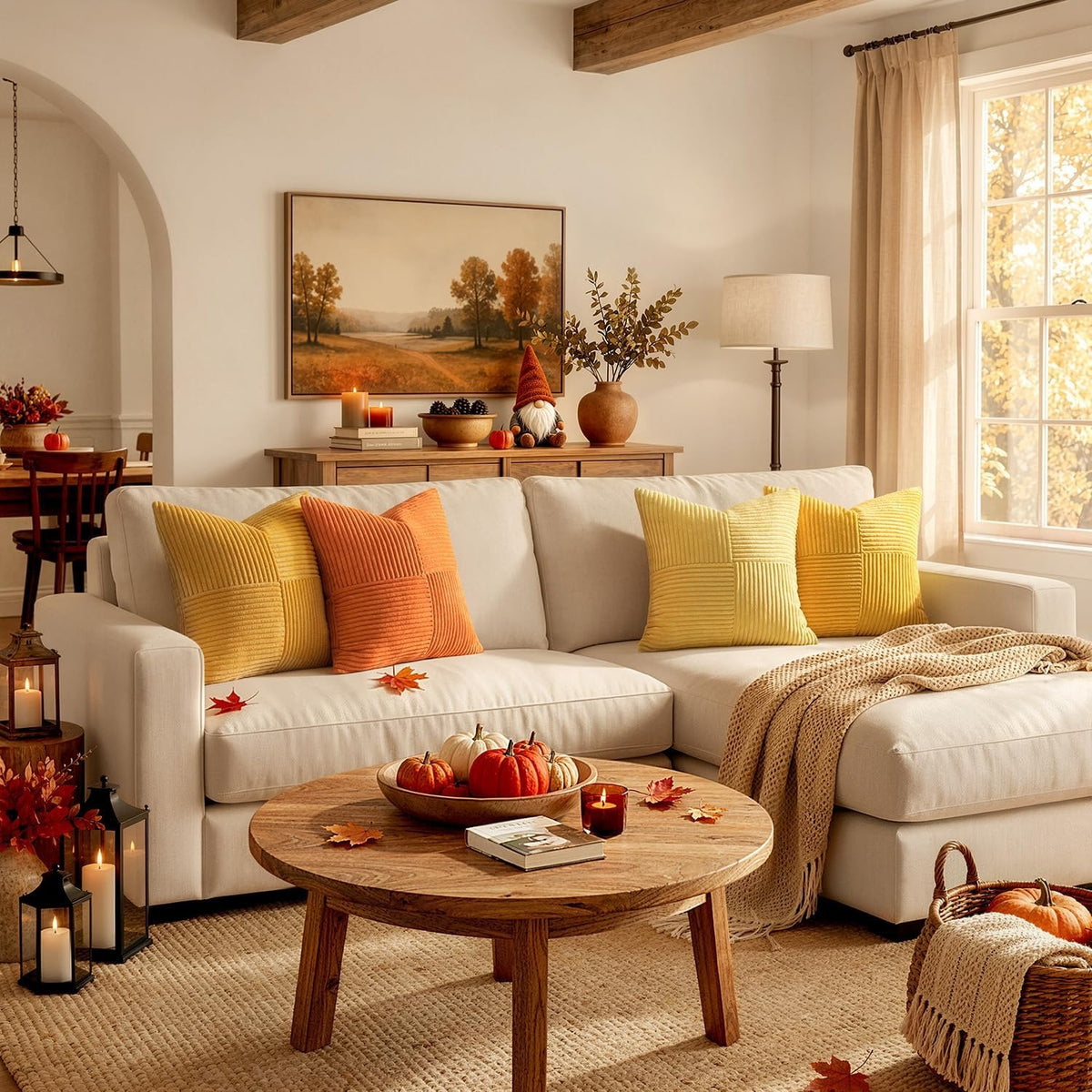 Lot de 4 housses de coussin en velours côtelé orange 40 x 40 cm