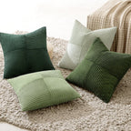 Lot de 4 housses de coussin en velours côtelé vert 40 x 40 cm
