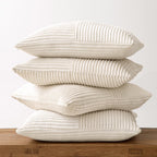 Lot de 4 housses de coussin en velours côtelé beige 40 x 40 cm