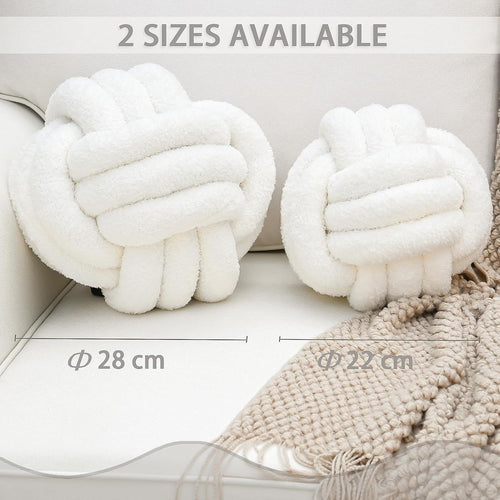 Coussin décoratif noué blanc cassé 22 cm