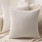 Lot de 2 housses de coussin décoratives en velours côtelé beige 40 x 40 cm