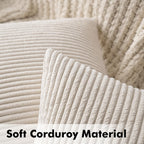Lot de 2 housses de coussin décoratives en velours côtelé beige 40 x 40 cm