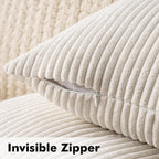 Lot de 2 housses de coussin décoratives en velours côtelé beige 40 x 40 cm